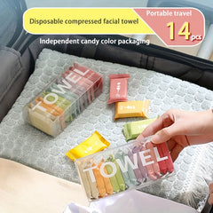 7pcs 14pcs Compressed Towels Candy Thick Disposable Face Towels Portable Travel