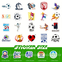 50pcs Football Star Team Graffiti Stickers Waterproof Decor