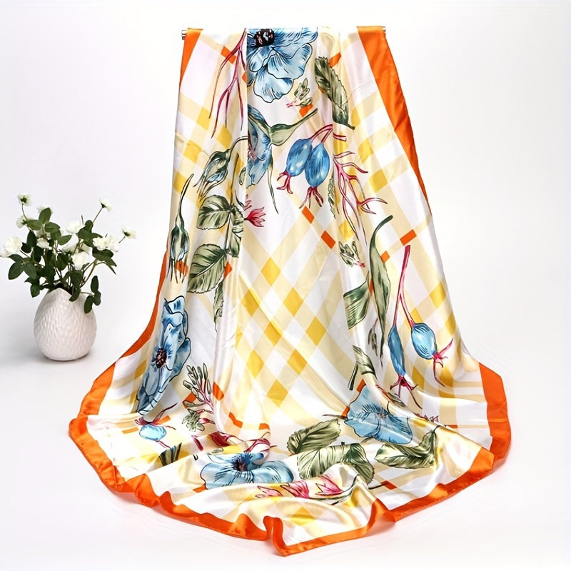 Silk Satin Geometric Bandana Scarf 88.9cm Square Lightweight