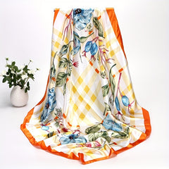 Silk Satin Geometric Bandana Scarf 88.9cm Square Lightweight