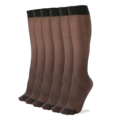 6 Pairs Solid Knee High Socks Women's Stockings
