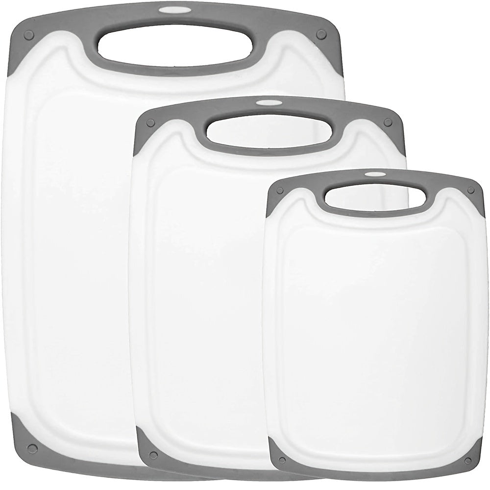 3pcs Reversible Cutting Boards with Non Slip Handles for Kitchen and Dorm