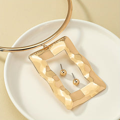 Geometric Pendant Choker & Earrings Set - Hip Hop Style