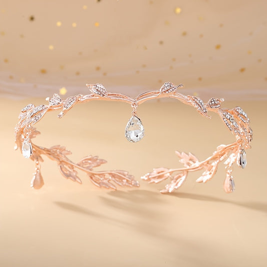 Rhinestone Leaf Crown Headband Bridal Wedding Party Favor Decorations