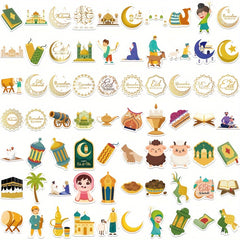 70pcs Eid Al Fitr Graffiti Stickers Waterproof PVC Decoration Stickers