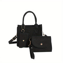 Felt Square Shoulder Bag with Mini Purses