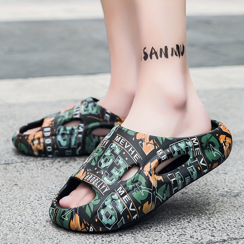Men's Graphic Pillow Slides Cloud Slides Casual Non Slip Slippers