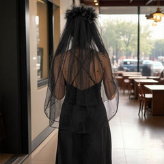Vintage Bridal Veil Gothic Wedding Hair Accessory with Comb Attachment