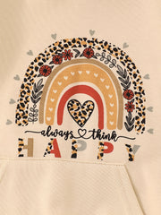 Girls' Rainbow Floral Hooded Sweatshirt for Halloween Party Holiday