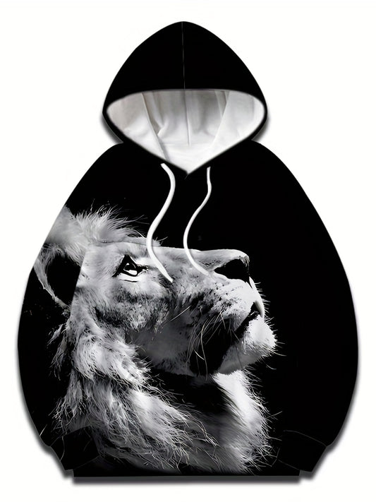 Men's Lion Pattern Hoodie Sweatshirt