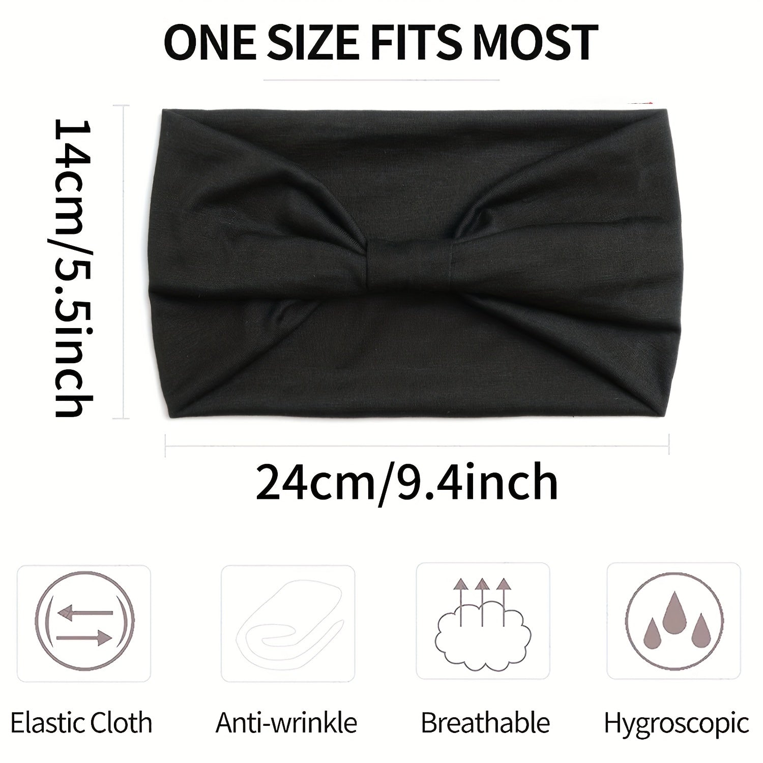 Solid Stretchy Wide Headband for Women Yoga Running