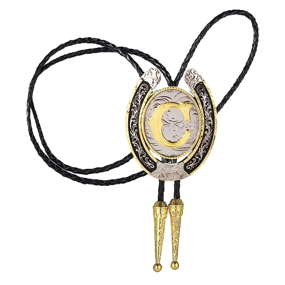 Western Cowboy Zinc Alloy BOLO Tie Letter C Shirt Accessories