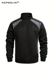 Breathable Men's Sports Suit with Stand Collar and Stretch Pants