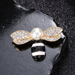 Enamel Pearl Bee Brooch Men Women