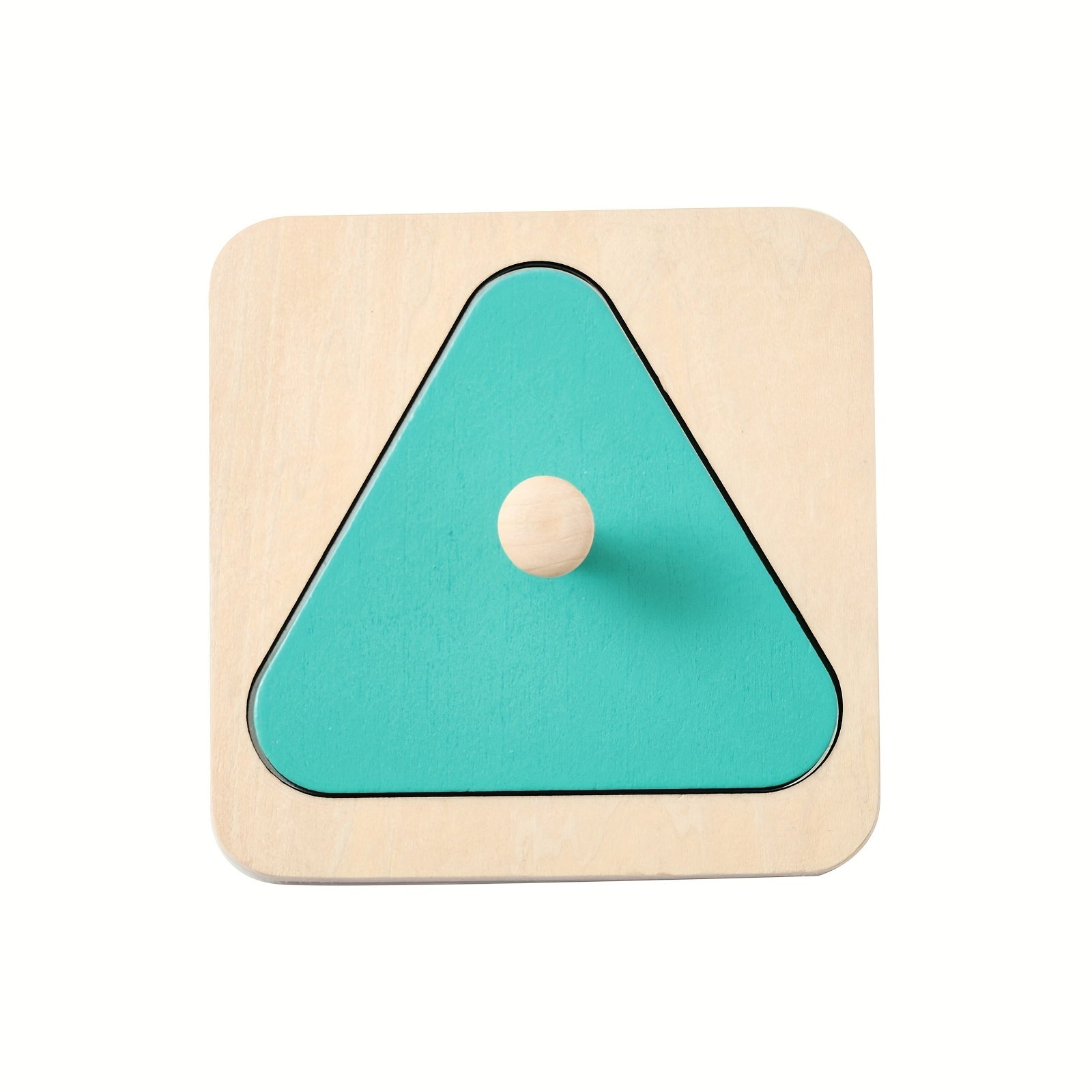 Wooden Geometric Shape Matching Puzzle Board with Mirror Early Educational Toy