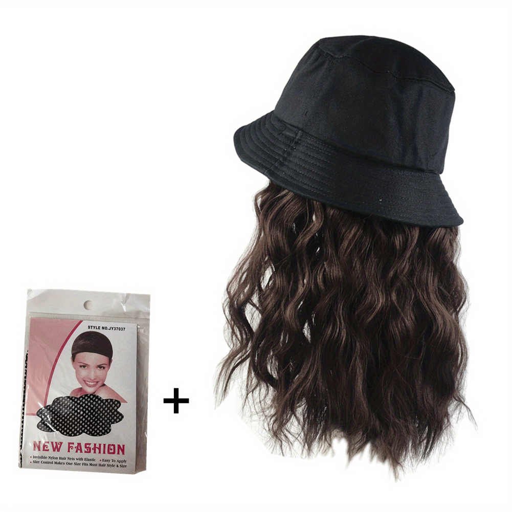 Women's Bucket Hat With Removable 29.97 cm Curly Hair Wig Hairstyle