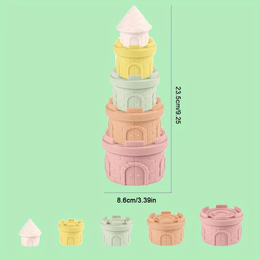 Colorful Castle Stacking Cup Toy Safe PVC Material
