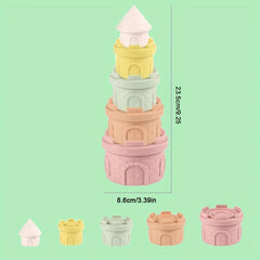 Colorful Castle Stacking Cup Toy Safe PVC Material