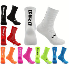 Men's Solid Woven Knit Breathable Crew Socks for Outdoor Activities