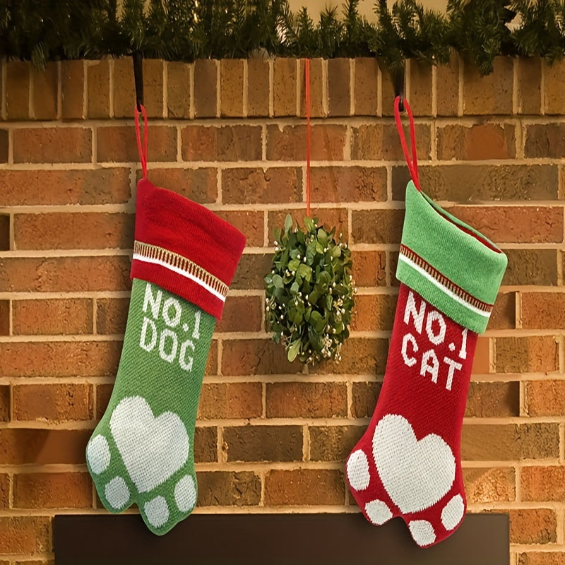 Cat Christmas Stocking Fireplace Hanging Stockings