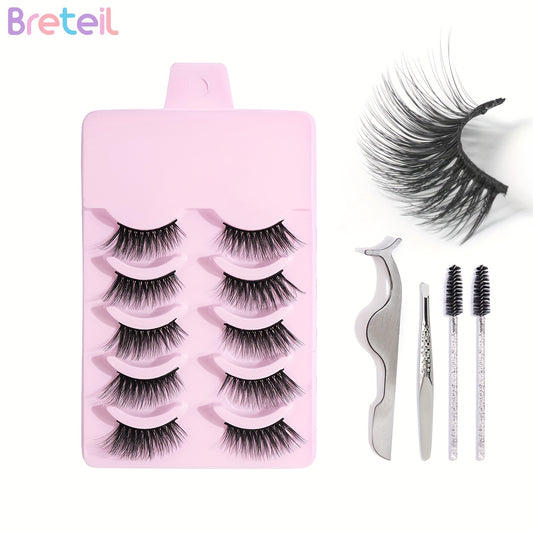 5 Pairs Thick Half Eye Lashes Wispy Fluffy False Eyelashes with Tools
