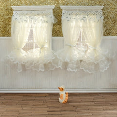Dollhouse Curtain Kit - 2pcs Set Layer Tulle Curtains with Tiebacks
