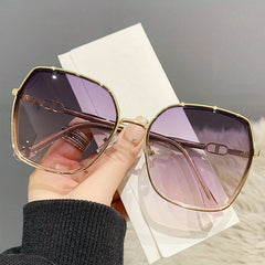 Large Polygon Sunglasses Vintage UV400 Shades for Summer Beach