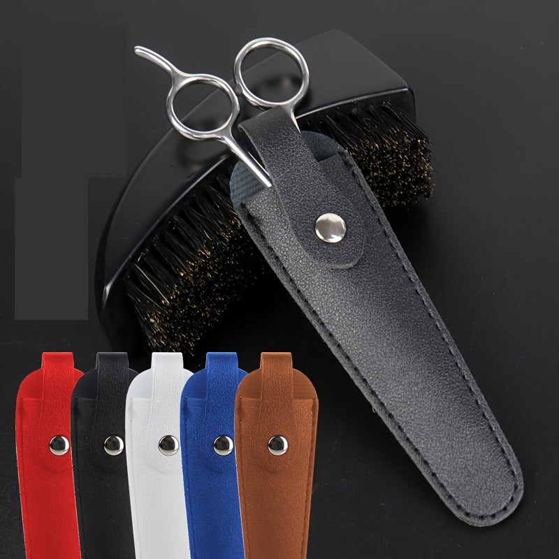 PU Leather Hair Clipper Protective Cover Snap Closure Scissor Pouch