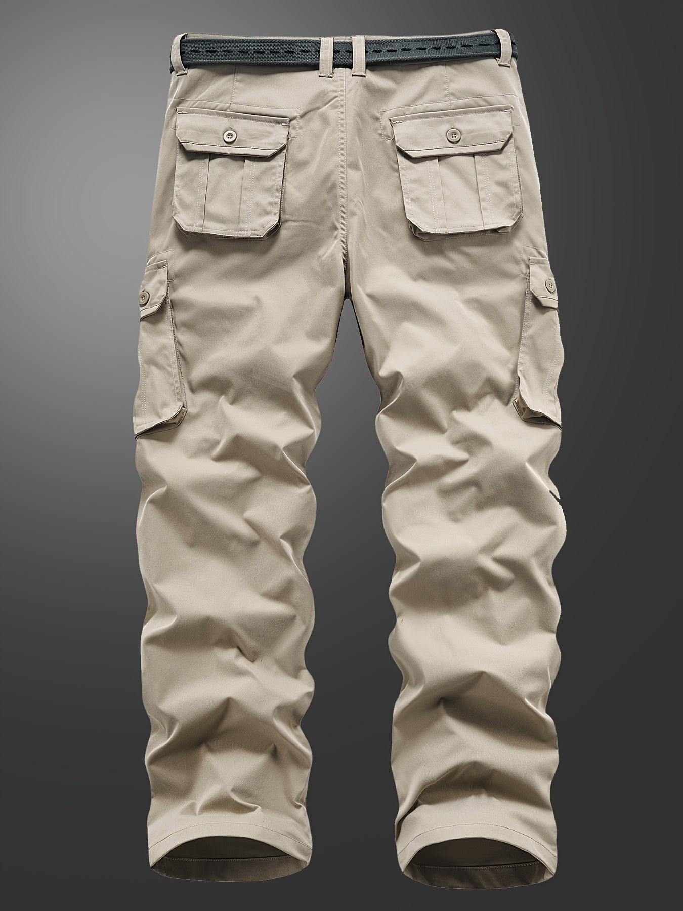 Men's Straight Leg Cargo Pants with Solid Flap Pockets