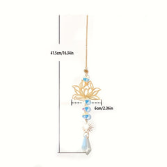 Lotus Flower Crystal Sun Catcher Wind Chime for Decor