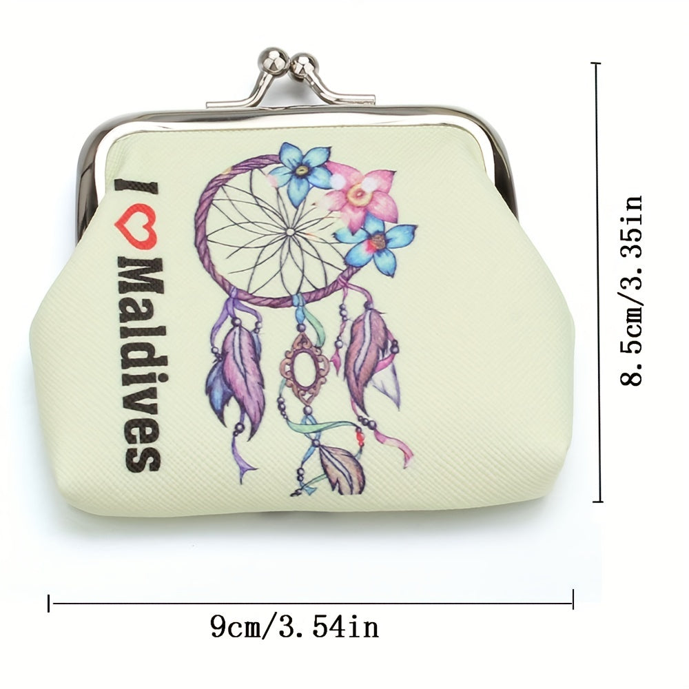 Leaf Pattern Coin Purse Bag Kiss Lock Key Bag Birthday Gift