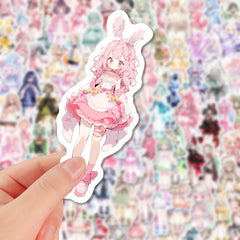 100pcs Anime Character Stickers Herringbone Self Adhesive Decals