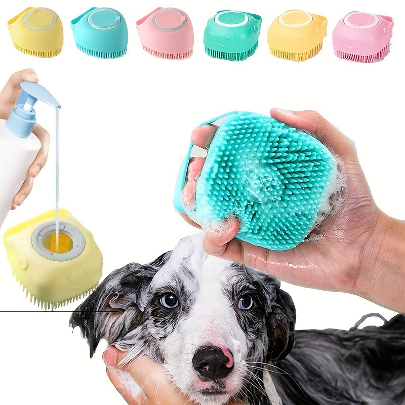 Pet Shampoo Brush with Shampoo Storage for Dog Cleaning