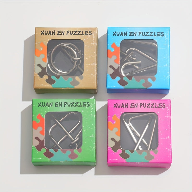 24pcs Metal Puzzle Toy Set Brain Teaser Ring Unlocking Game