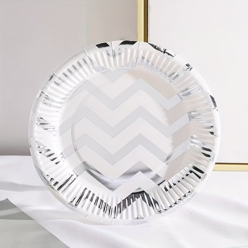 10pcs Modernist Striped Disposable Dinner Plate For Party