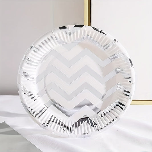 10pcs Modernist Striped Disposable Dinner Plate For Party