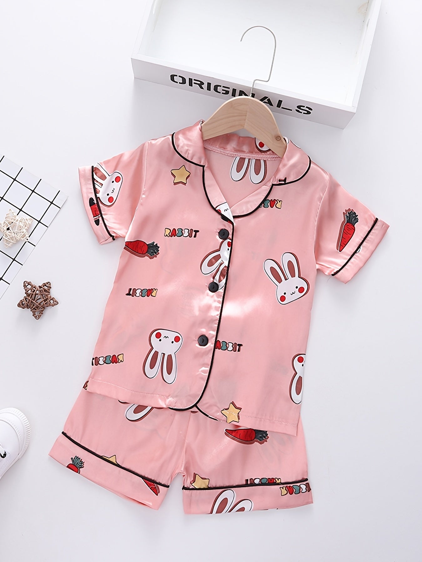Girls Easter Bunny Graphic Pajamas Set
