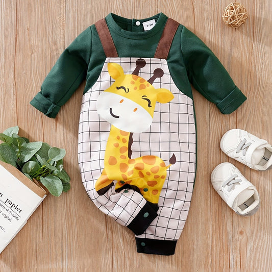 Giraffe Pattern Baby Overalls Spring Autumn Jumpsuit