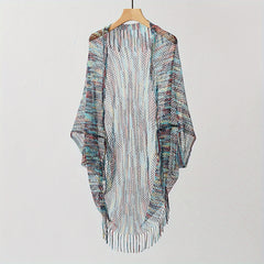 Fishnet Tassel Shawl Mesh Bikini Cover Up Beach Cape