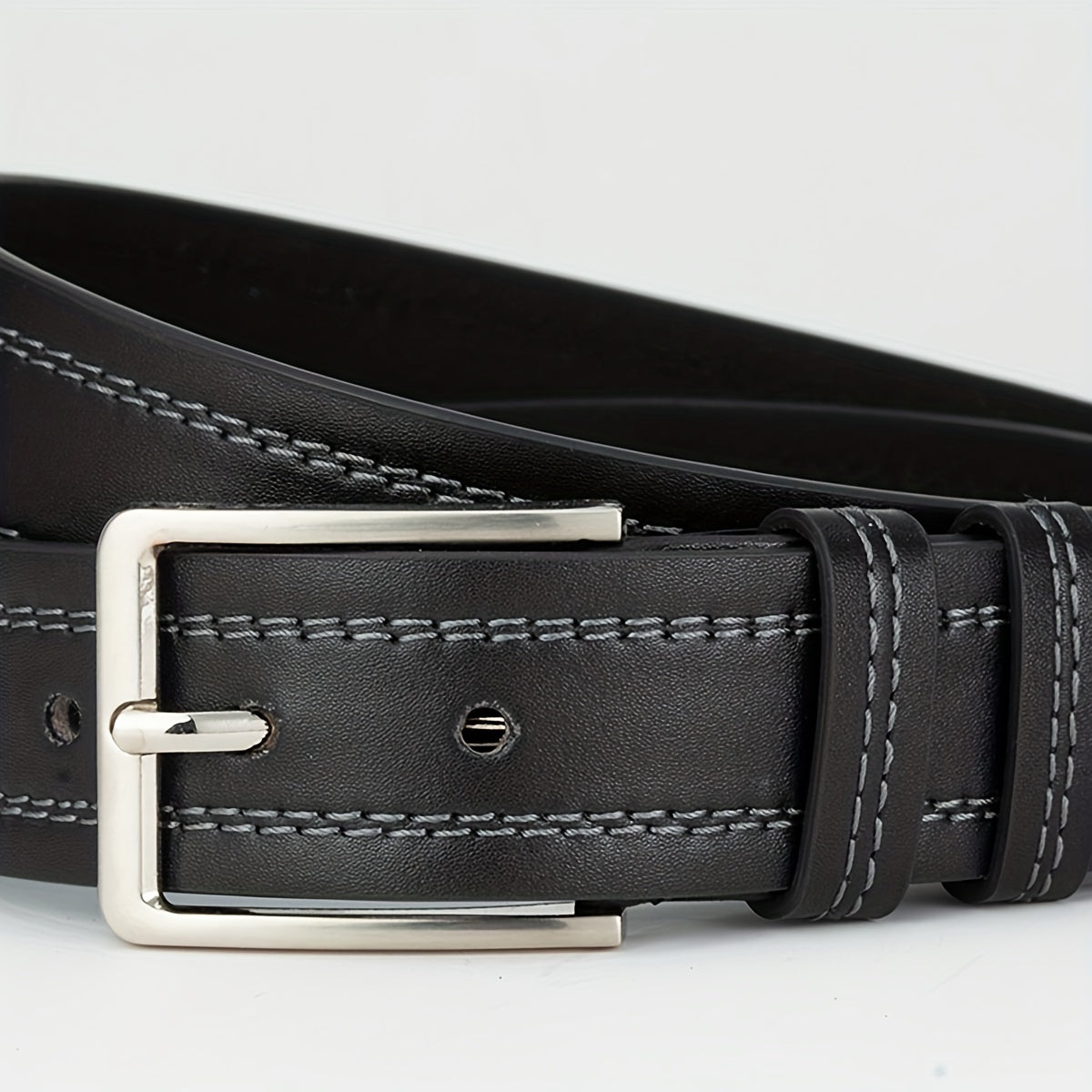 Men's Double Wire Alloy Needle Buckle PU Belt