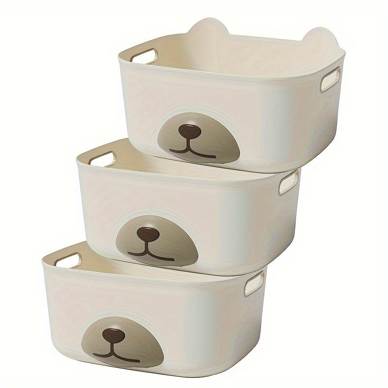 3pcs Office Storage Organizer Plastic Bin Basket