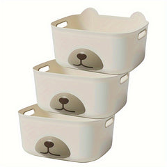 3pcs Office Storage Organizer Plastic Bin Basket