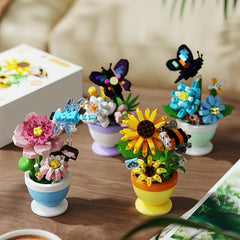 Artificial Flower Building Block Potted Plant Succulent Puzzle Toy