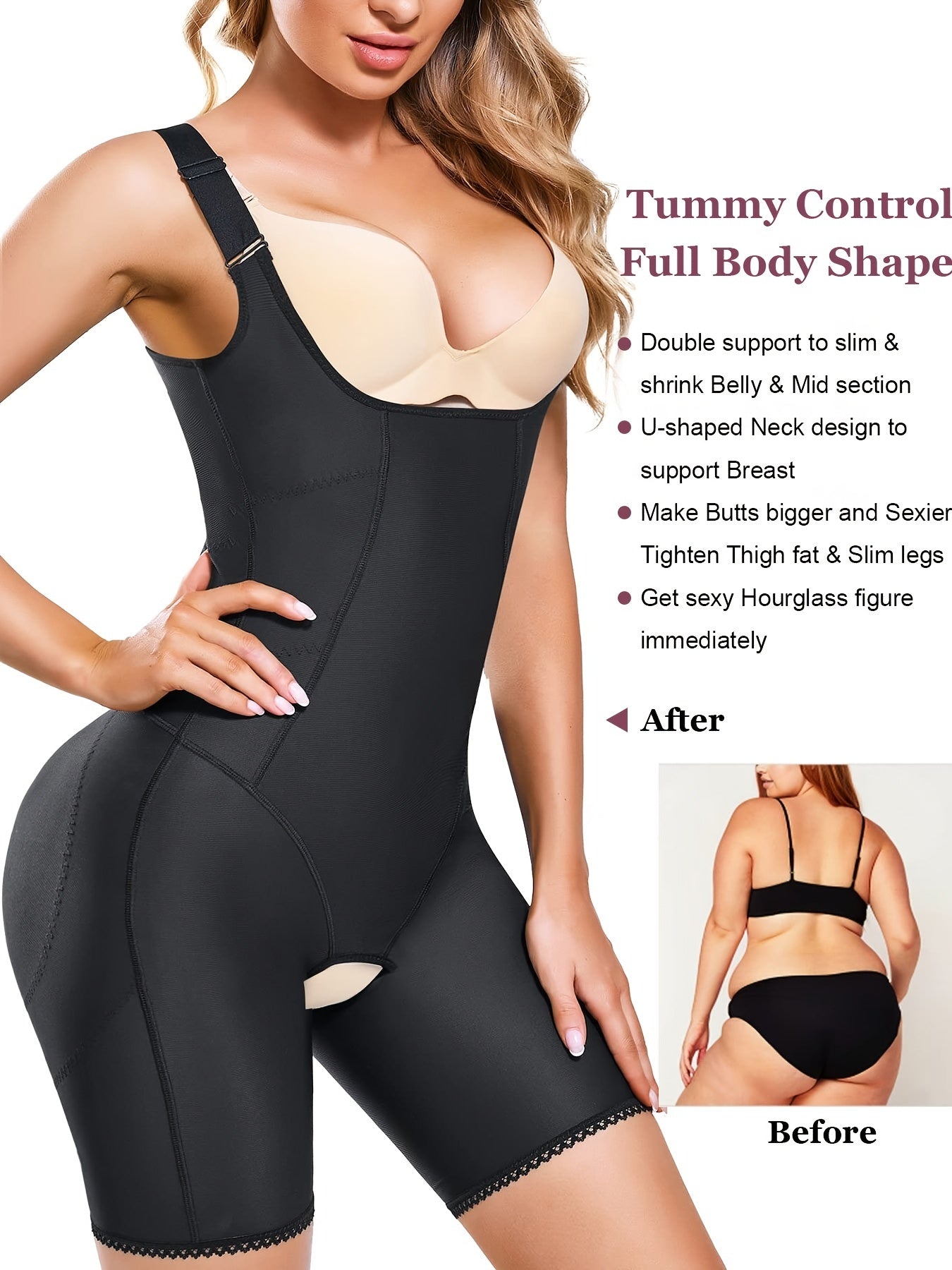 Women's Sleeveless Shapewear Jumpsuit Tummy Control Butt Lifting