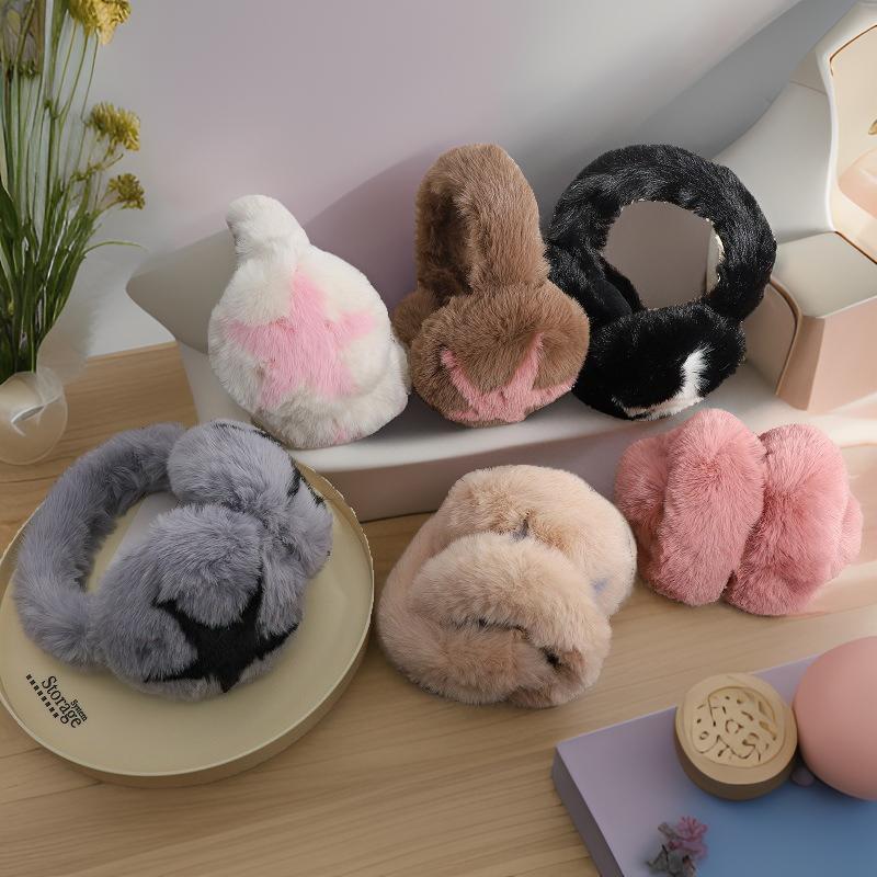 Soft Plush Ear Muffs Pastel Colors Foldable Cold Weather Accessories