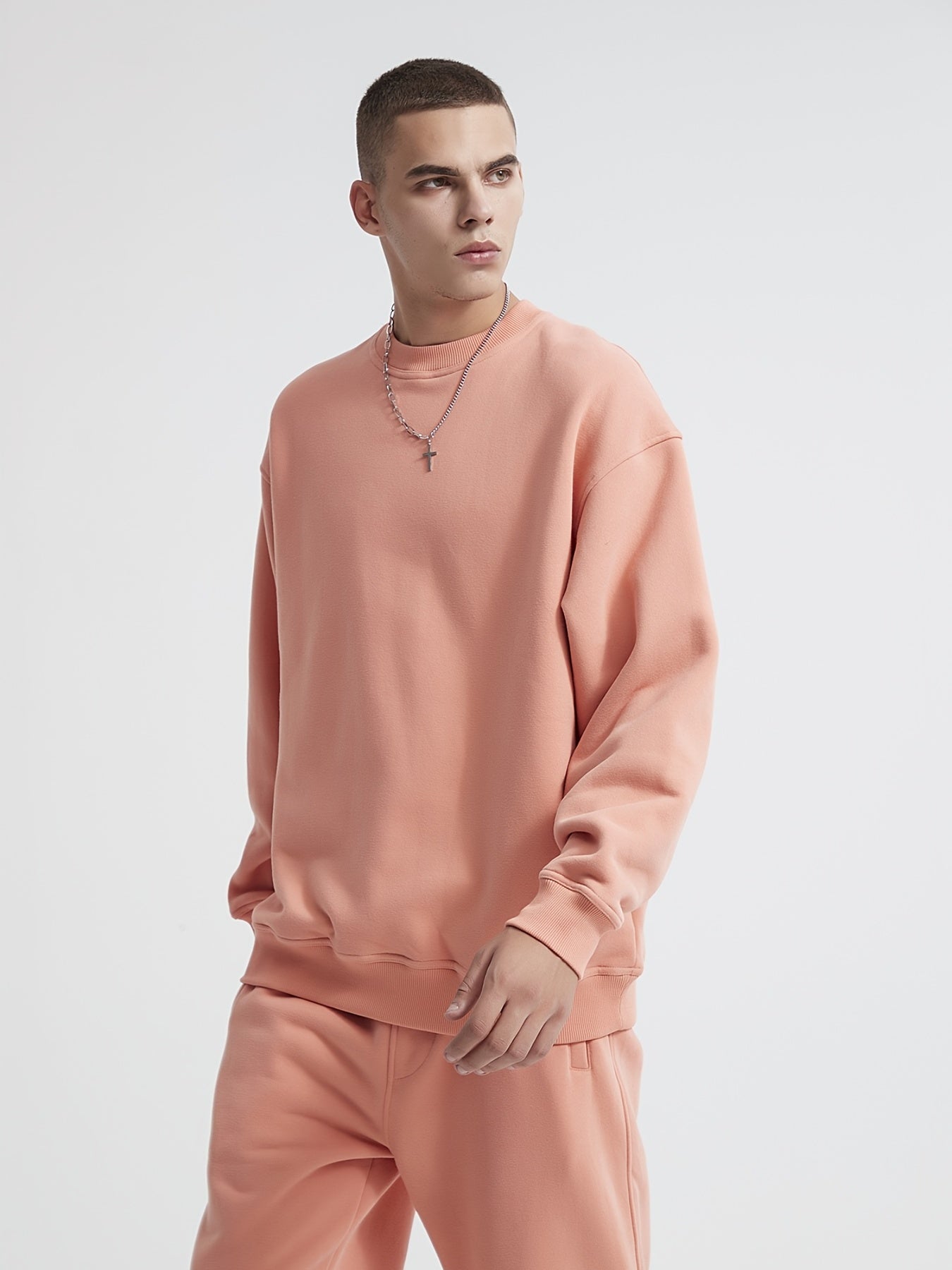 Men's Crew Neck Pullover Sweatshirt Casual Cotton Top Plus Size