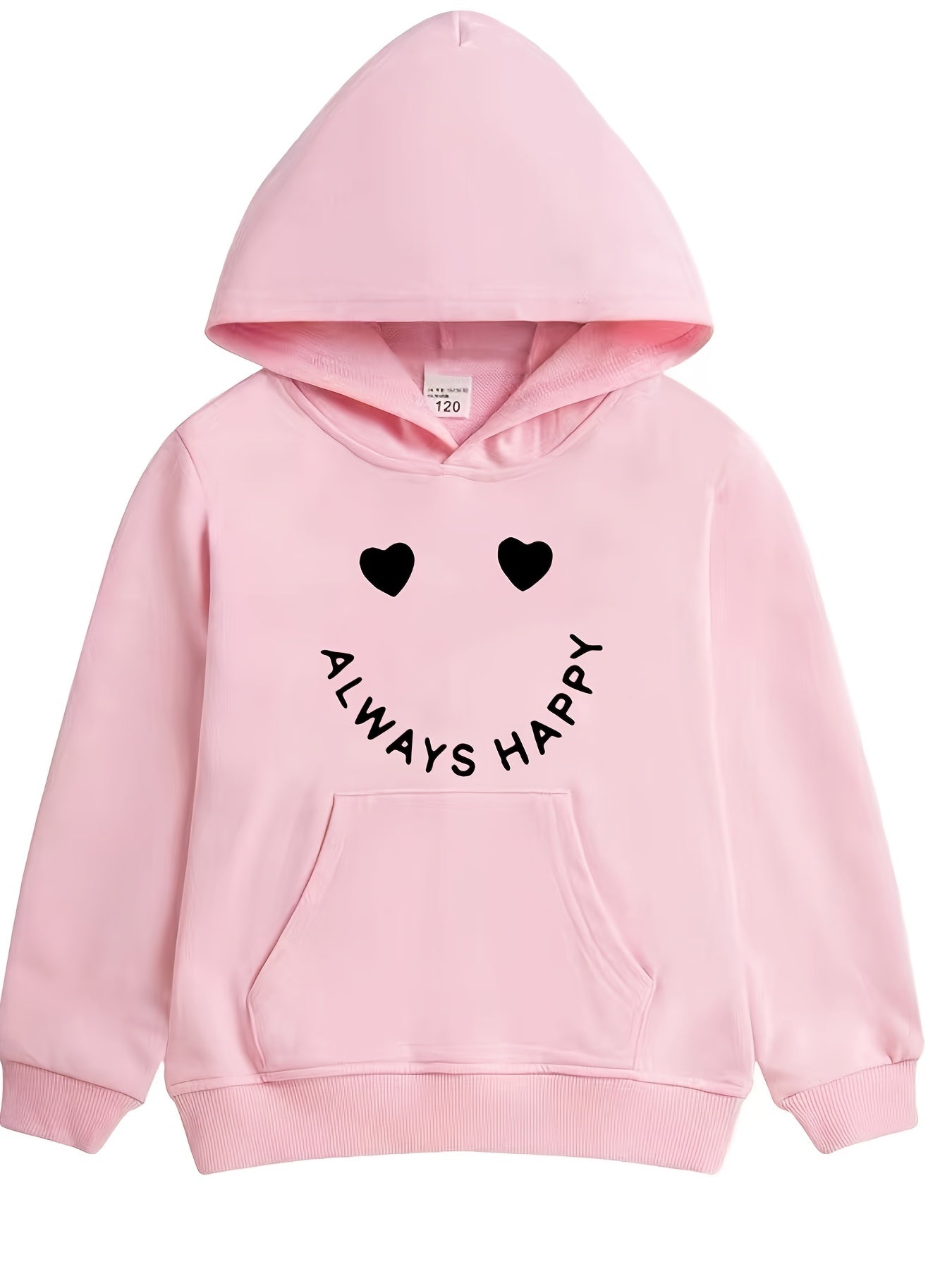 Girls Creative Smile Print Hooded Sweatshirt Top Youth