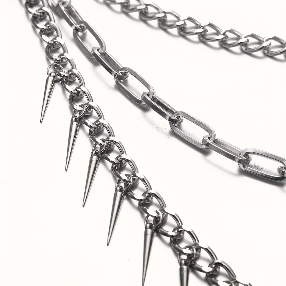 Pocket Chain Pants Trousers Chain Layered Waist Spike Tassel Chain