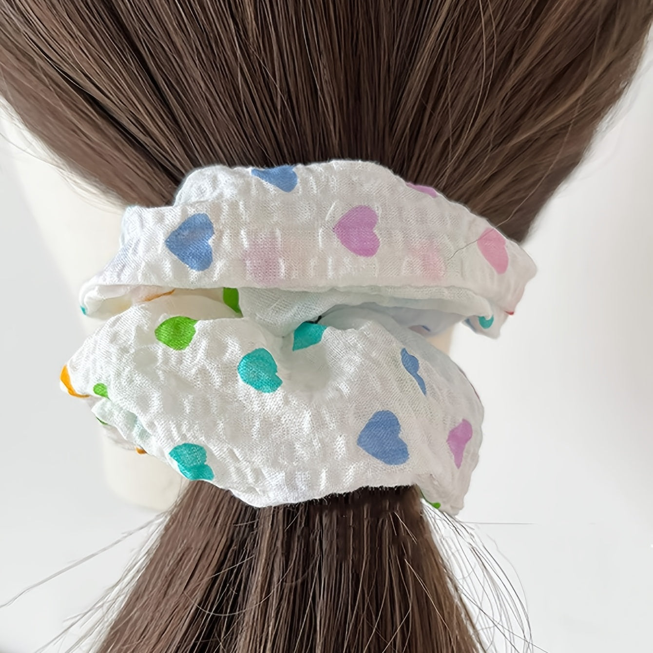 Colorful Love Pattern Hair Rope Large Circle Head Rope Hair Accessories