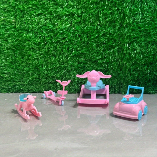 Dollhouse Playset with Pink Horse Scooter Mini Sports Car